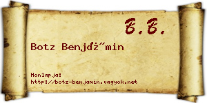 Botz Benjámin névjegykártya